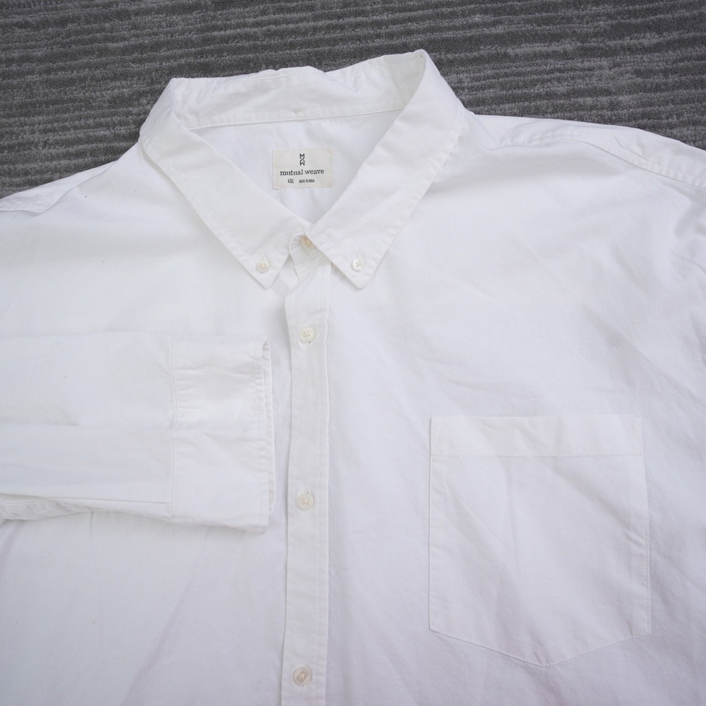 Mutual Weave Men White Long Sleeve Button Down Oxford Shirt Big & Tall New 4XL